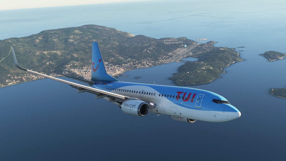 JonesyBoya's tweet photo. My 2nd ever flight in a 737 and I’m loving it. Best thing I’ve done waiting for the the #pmdg 737 to be released before learning to fly this beauty. Handles and looks amazing. #msfs https://t.co/gOVDwVo6Z3