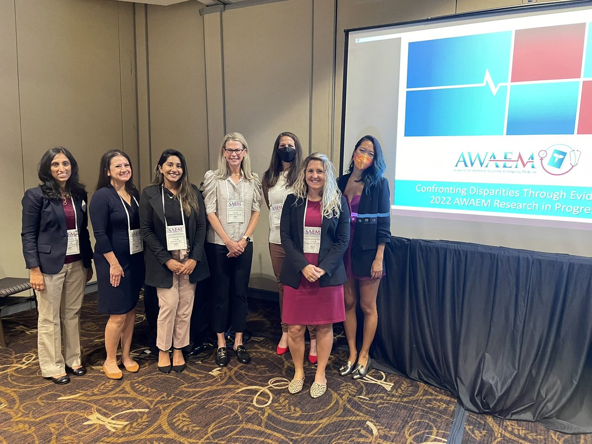 AWAEM research award winners presenting their work on confronting disparities through evidence at #SAEM22