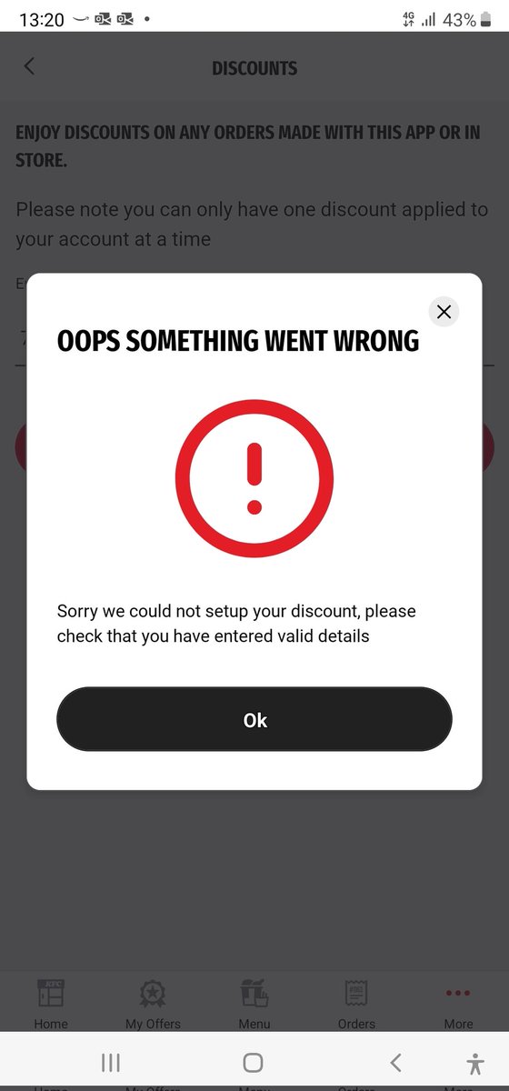 monuuk1's tweet photo. @KFC_UKI_Help 

Student discount not working help ???

Tried several times students bean code not working at all https://t.co/sffmPxWqys