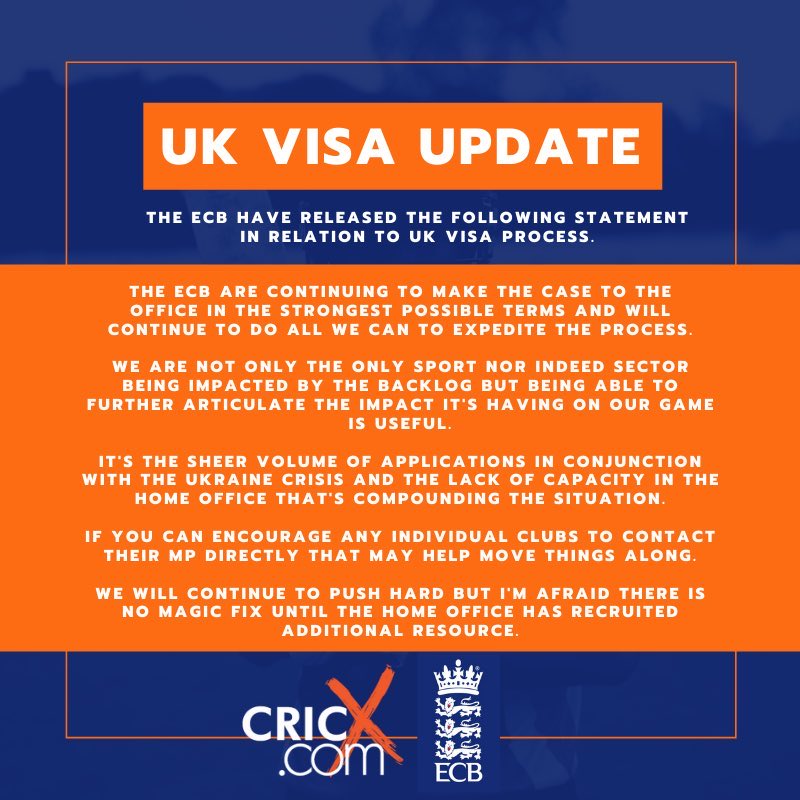 kevinpmitchell9's tweet photo. @MattWestern_ is this something you are able to assist with @Leamingtoncc we are waiting for our overseas player coach who is stuck in India without a visa in spite of him being a sponsored migrant and the cricket season now being well underway. https://t.co/XGp5g6wELe