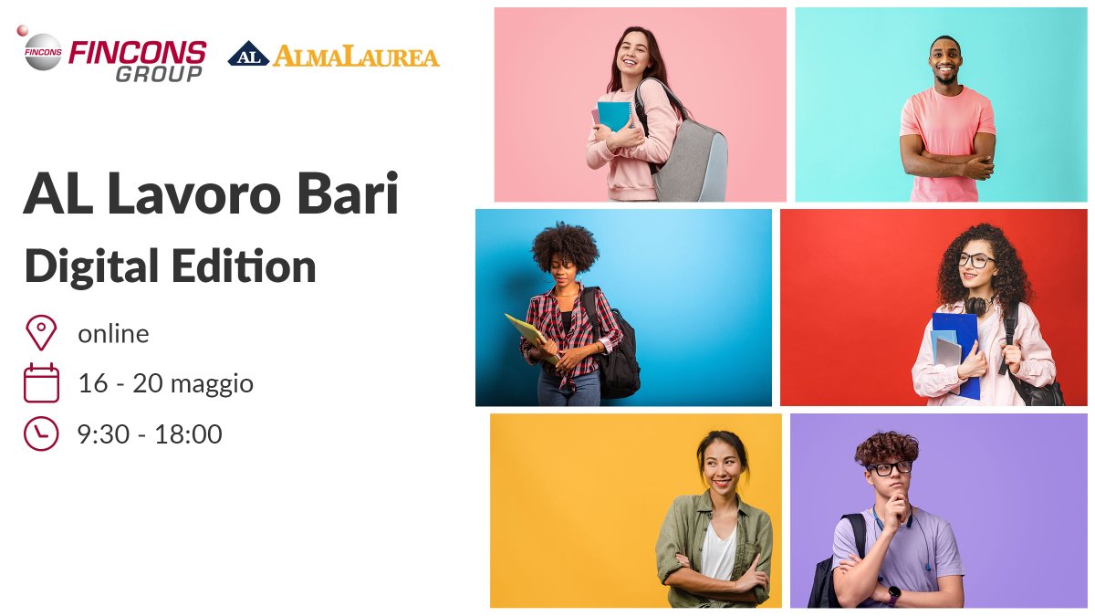 Ti aspettiamo all’evento AL Lavoro Bari - Digital Edition per farti conoscere più da vicino Fincons, il Delivery Center di Gruppo e il Fincons Future Gateway il nuovo building pronto ad ospitare 1000 professionisti dell’IT e innovative start-up.  bit.ly/3yxS3tV