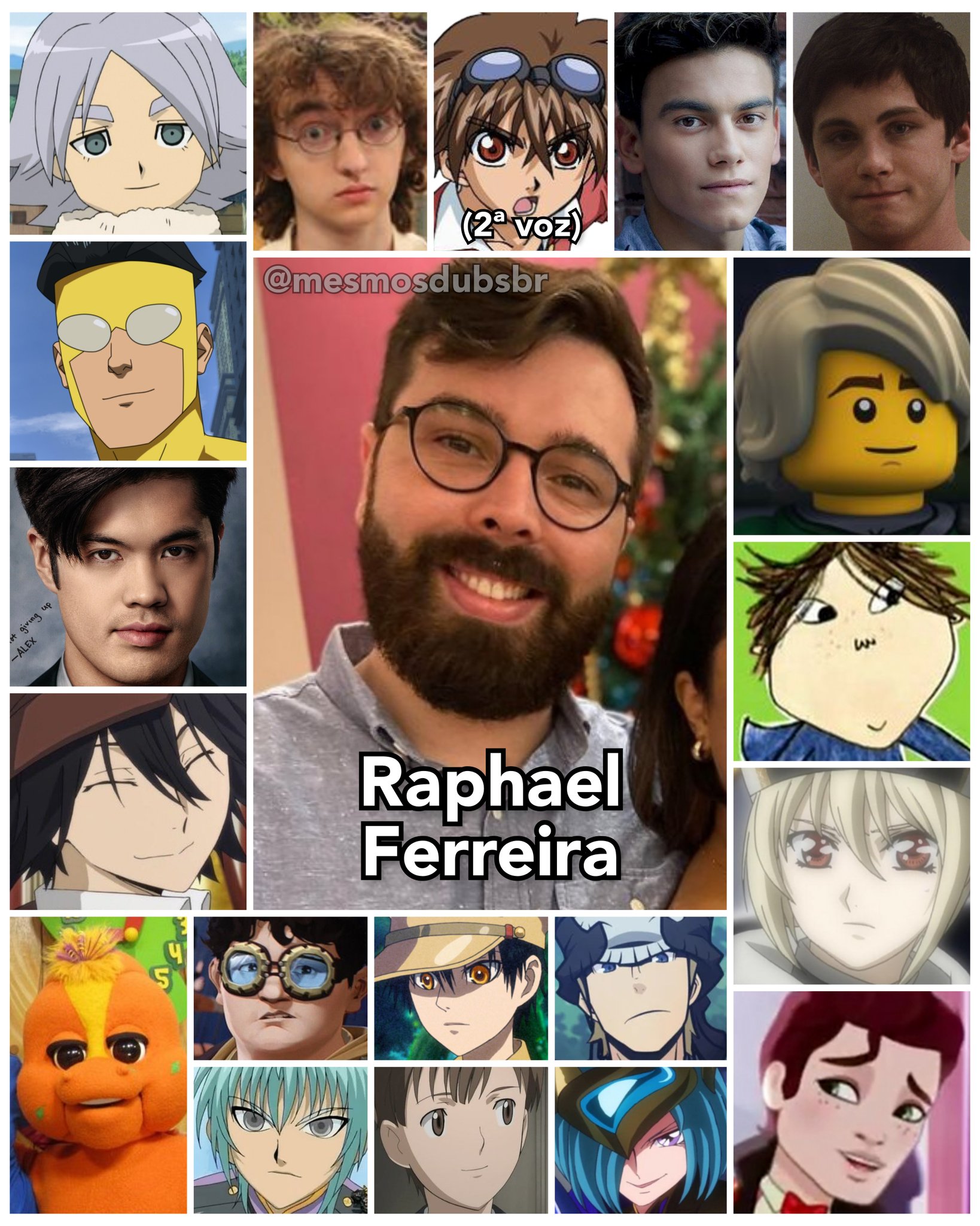 Personagens Com os Mesmos Dubladores! on X: Responsável por alguns  trabalhos icônicos desde a infância, o Raphael Ferreira é um vendaval  eterno de um dublador! Raphael é conhecido por dublar o Shiro