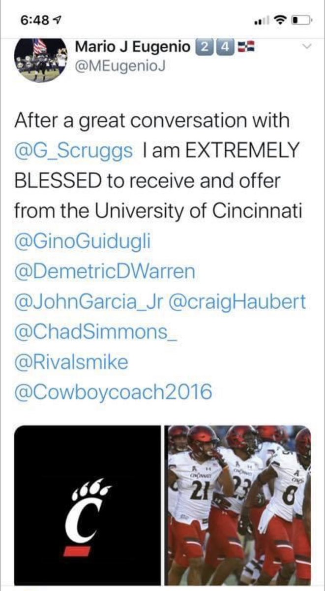 Mario J Eugenio 2️⃣4️⃣ (@meugenioj) on Twitter photo 2 years ago I was blessed with this offer and opportunity and im just grateful <a href="/GinoGuidugli/">Coach Gino Guidugli</a> <a href="/CoachFick/">Luke Fickell</a> <a href="/Cowboycoach2016/">Kirk Karsen</a> 2 years ago I was blessed with this offer and opportunity and im just grateful <a href="/GinoGuidugli/">Coach Gino Guidugli</a> <a href="/CoachFick/">Luke Fickell</a> <a href="/Cowboycoach2016/">Kirk Karsen</a>