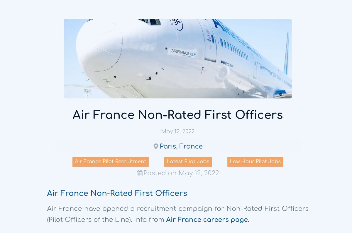 SimtechAviation's tweet image. JOB ALERT! 🇫🇷

Don’t miss out on this great opportunity!

Air France have opened a recruitment campaign for Non-Rated First Officers

Check out Air France careers page for more details! 

flightdeckfriend.com/job/air-france…

Best of luck to all applicants!! 🌍🙌🧑🏻‍✈️