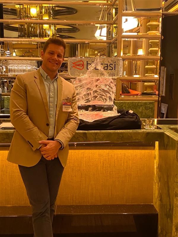 Biorasi's tweet photo. It's great to be back in Boston, where the only chill is coming from our ice sculpture. Thank you, @marcusevans for a warm reception and another amazing #EvolutionSummit event. #Biorasi2022 #OneTeam #clinicaltrials https://t.co/8PECZhiHMI