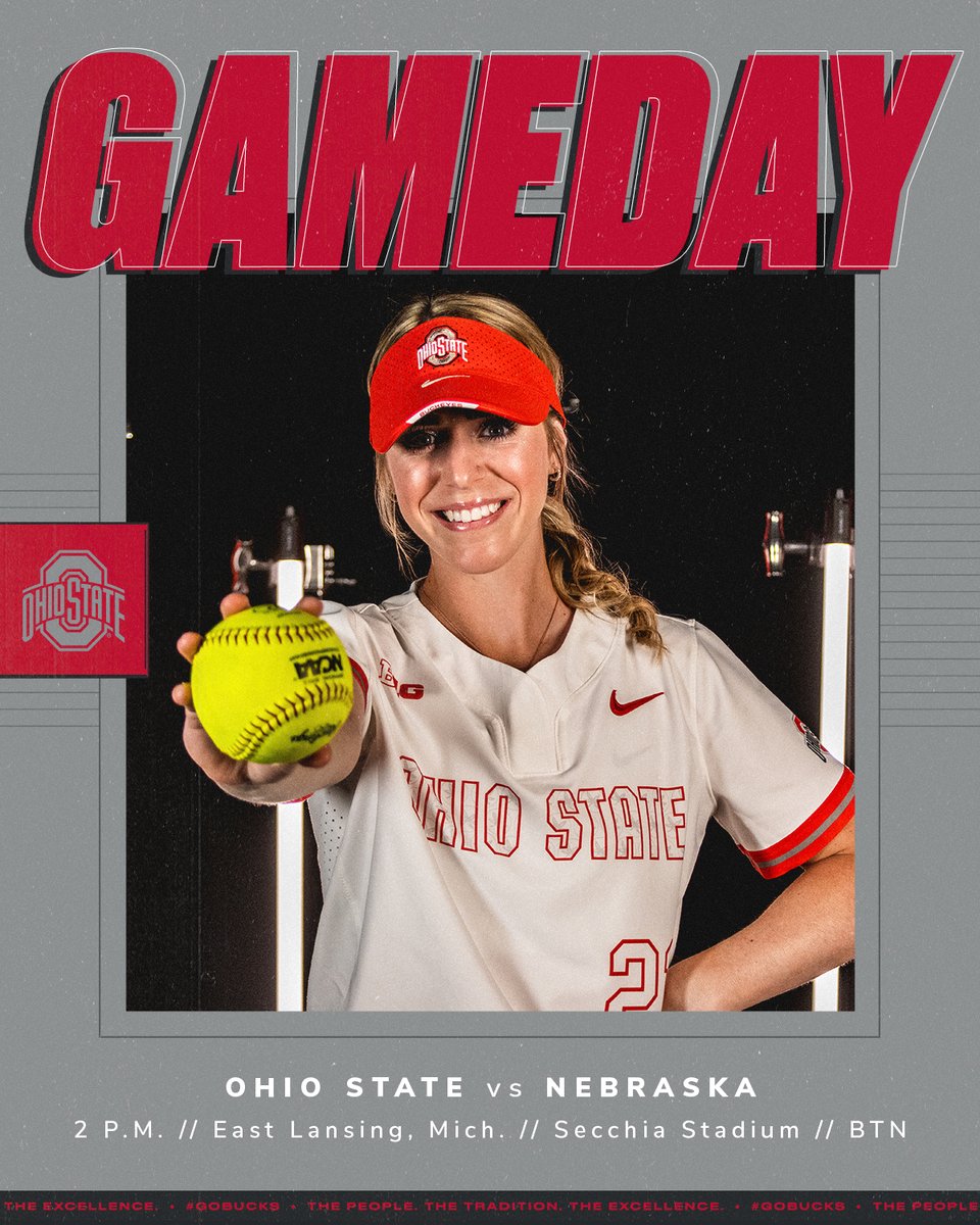 OhioStateSB's tweet photo. Let's play more postseason softball!
🆚 Nebraska
🥎 #B1G semifinals
🕜 2 p.m.
📍 East Lansing, Mich.
📺 @BigTenNetwork 
🗣️ @LisaByington &amp; @JennieRitter 

#GoBucks https://t.co/I5ucaeIgB1