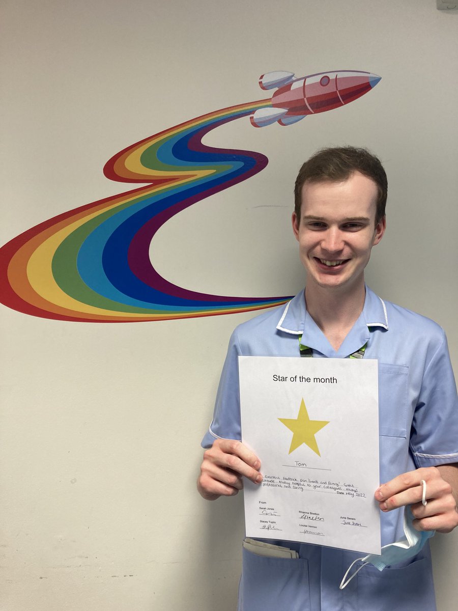 Proud to announce Ward 14’s star of the month - Tom!
He has been nominated for all of his hard work, dedication and going above and beyond for his patients.
Tom is also a family &amp; friends favourite and mentioned lots in our positive feedback. Well done Tom 🌟