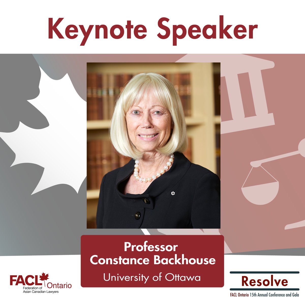 faclOntario's tweet image. We are excited to introduce the keynote speaker for our 15th Annual Conference &amp;amp; Gala, Professor Constance Backhouse!
 
Get your tickets here (*Note: Gala tickets are sold out, however conference &amp;amp; reception tickets are still available): bit.ly/3ydvYk8
#faclon22