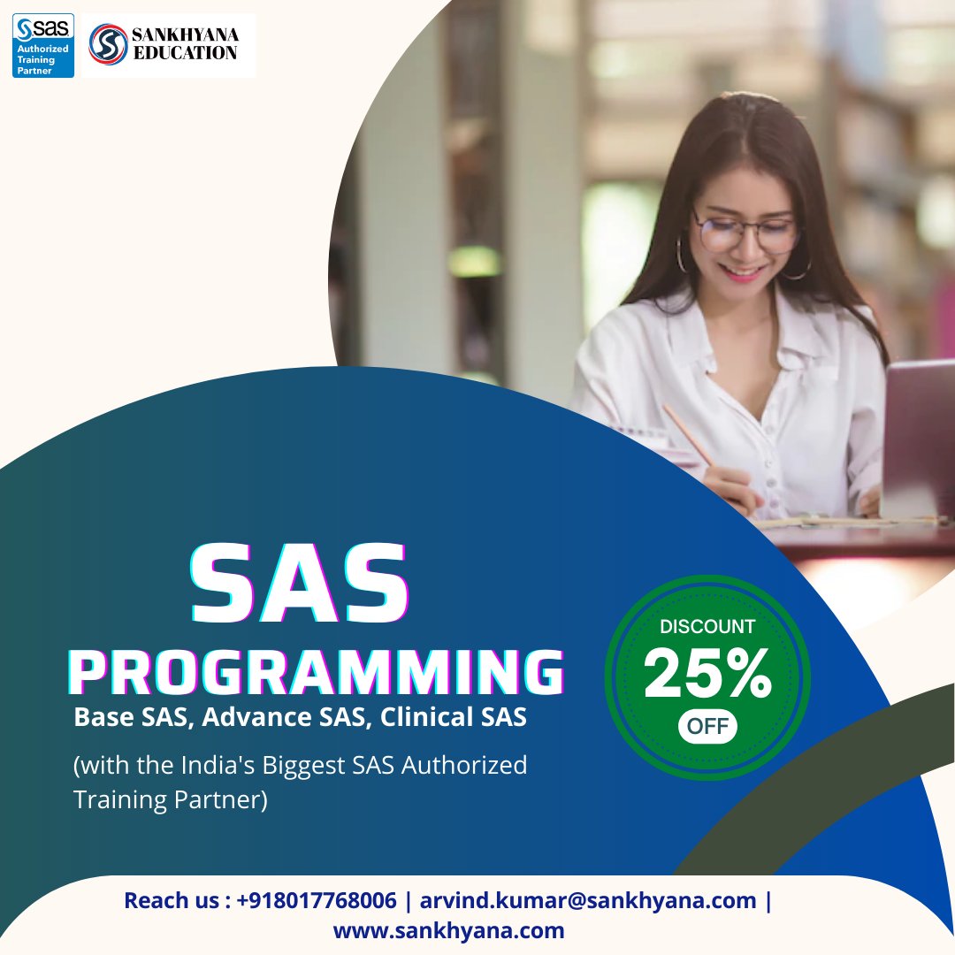 sankhayana's tweet image. Join our online training program: zcu.io/cSv9
Reach us: +91 8017768006, arvind.kumar@sankhyana.com,
zcu.io/gBvp
#SASATC #DataAnalytics #Analytics #BiggestSASAuthorizedTrainingPartnerinIndia #BestSASTrainingInstituteinIndia  #Corporates #Students