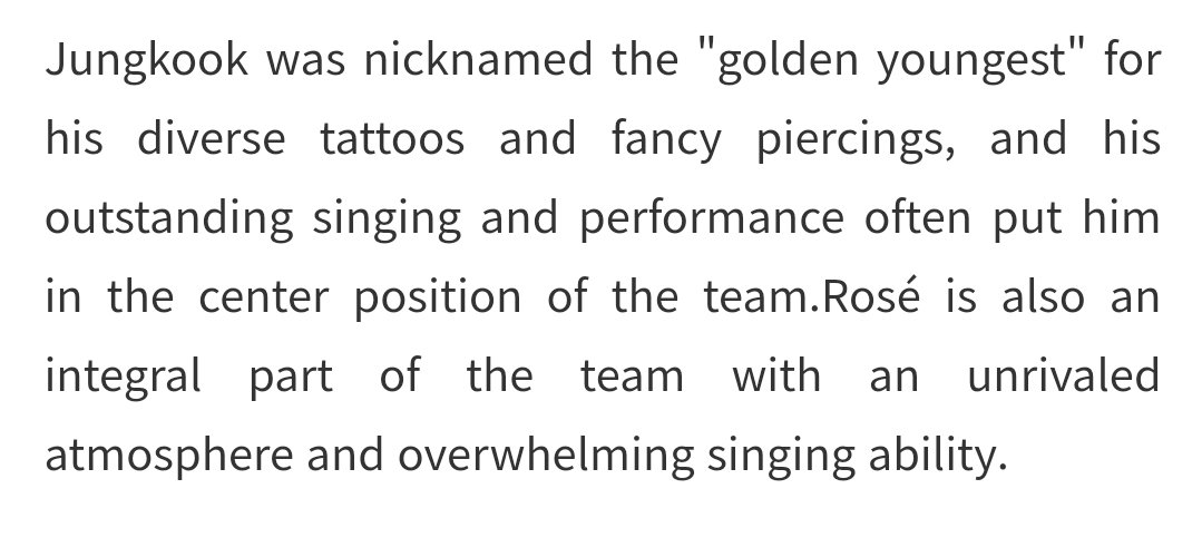 NumberOnesNews's tweet photo. "Jungkook and Rosé, the main vocalists of the current boy band BTS and BLACKPINK that represent Korea." 
"Rosé is also an integral part of the team with an unrivaled atmosphere and overwhelming singing ability." 
🔗:https://t.co/iHwK2pRZ1W

블랙핑크 로제 #로제 #Rosé https://t.co/H9wfJhNMuA
