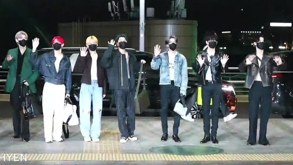 ℓiná's tweet - "— enhypen is here looking so fine with their first ever airport fashion and their first overseas schedule in germany. goodluck and have a safe flight my seven, i'm