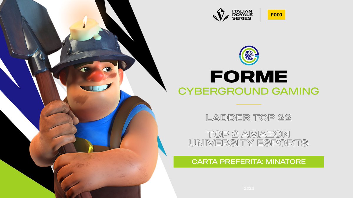 Conosciuto per i risultati conseguiti in ladder, <a href="/Forme013/">Forme01</a> dei @Cyber_Esport riuscirà a portare in alto le aquile? 🦅

👑 Top 22 - Ladder
🏆 Top 2 - Amazon University Esports
🕯️ Carta preferita - Minatore

#ItalianRoyaleSeries #IRS <a href="/poco_italia/">POCO Italia</a>