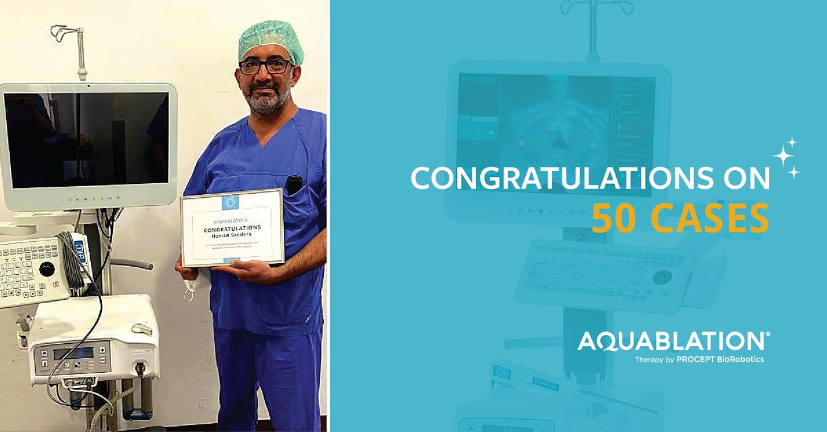 Congratulations to Dr. Homan Sanders for completing 50 #AquablationTherapy cases in Germany! If you are experiencing #BPH symptoms, find a urologist near you: bit.ly/3L5Zyuz #MensHealth #prostate