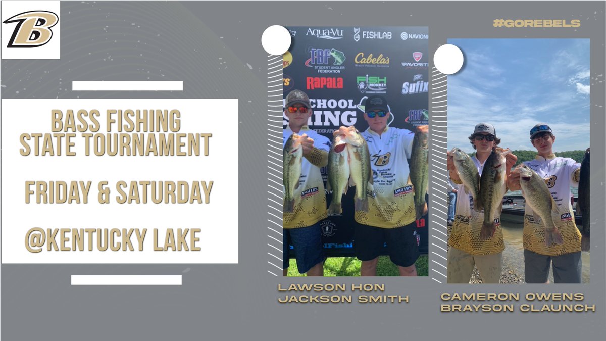 Good luck to our bass fishing team today and tomorrow at the state tournament!