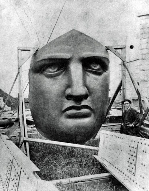 The Statue of Liberty's face prior to installation, 1886.