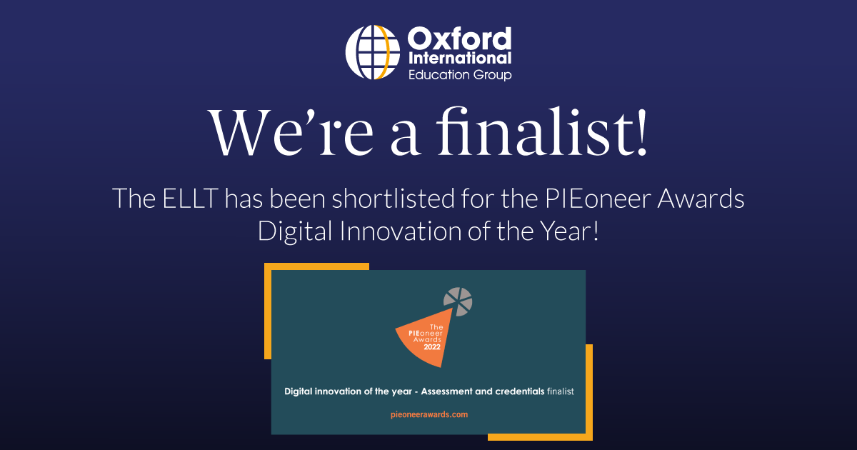 Oxford International (@oxford_int) on Twitter photo We’re excited to be nominated for the <a href="/PIEoneerAwards/">The PIEoneer Awards</a> Digital Innovation of the Year for the ELLT! Learn more at pieoneerawards.com/thepieoneerawa…
#PIEoneers22 <a href="/PIEoneerAwards/">The PIEoneer Awards</a> #ellt #testing #innovation #edtech #pieoneerfinalist We’re excited to be nominated for the <a href="/PIEoneerAwards/">The PIEoneer Awards</a> Digital Innovation of the Year for the ELLT! Learn more at pieoneerawards.com/thepieoneerawa…
#PIEoneers22 <a href="/PIEoneerAwards/">The PIEoneer Awards</a> #ellt #testing #innovation #edtech #pieoneerfinalist