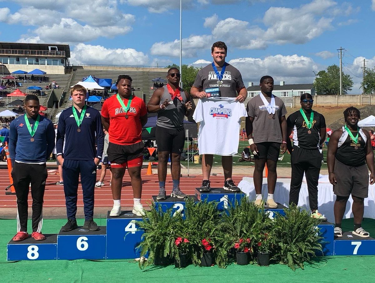 RidgelandTf's tweet photo. @lcashmontgomery repeats as 4A discus and shot put State Champion! Dasia Watkins finished 5th in shot put with a PR! Way to go, Panthers! @LMonty33 @RHSPantherAth @nationalthrows @MikeCunningham https://t.co/7muZ6rjSFR