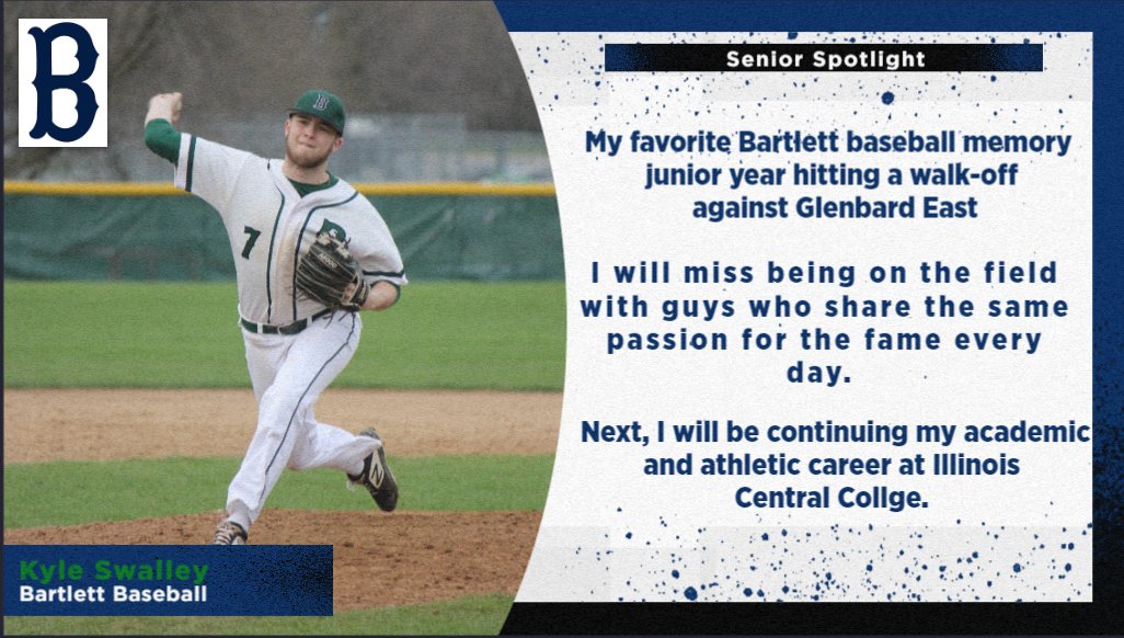 🚨🚨Senior Spotlight🚨🚨
<a href="/kyleswalley7/">Kyle Swalley</a> is our final senior.  Kyle led this pitching staff and made incredible strides this season.  He leads conf. in inn &amp; k's and is tied for W's.  <a href="/ICC_CougarBsbll/">ICC Cougars Baseball</a> is getting a stud.  <a href="/BartlettHawksAD/">Jeff Bral</a> <a href="/MDemovsky/">Michael Demovsky</a> Can't be more proud of you, Kyle!