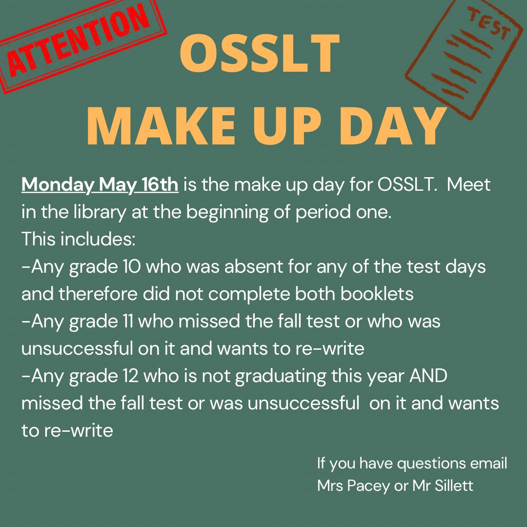 daniellepacey's tweet photo. @Sherwood_HWDSB here’s some important info for Monday about the OSSLT https://t.co/RypCm8b4jv