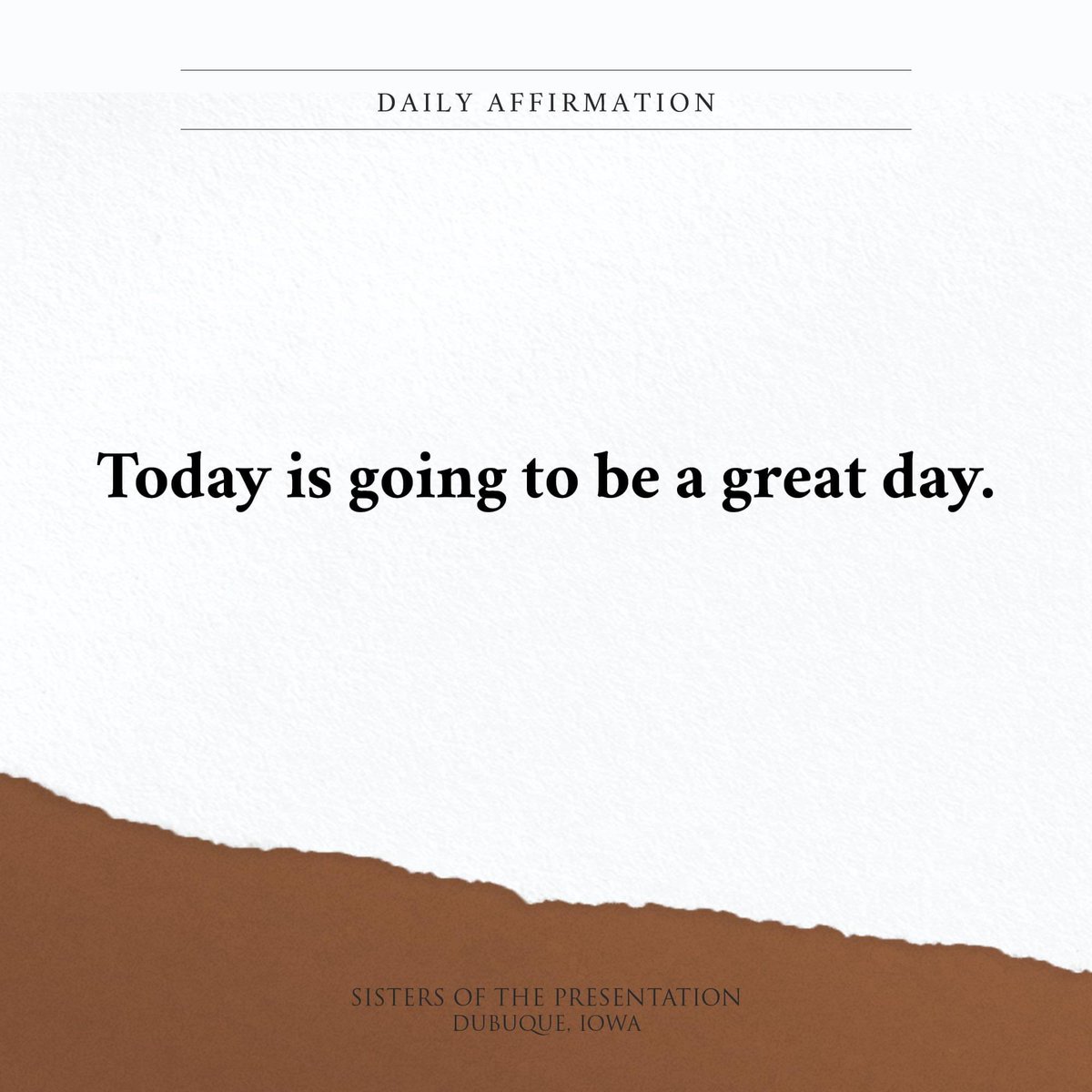 dbqpbvms's tweet photo. Daily Affirmation: Today is going to be a great day. #dbqpbvms #dailyaffirmations https://t.co/aCnymv1Uh5