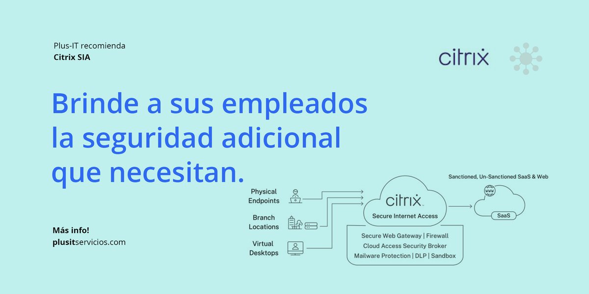 PlusITservicios's tweet image. En Plus-IT le mostramos cómo Citrix SIA le brinda una nueva arquitectura de seguridad capaz de dar soporte a su fuerza laboral no importa donde se encuentre. ¡Solicite una demo!  plusitservicios.com/contacto/

#ciberseguridad #cloud #PlusIT #citrix #securityaccess #networking #digital