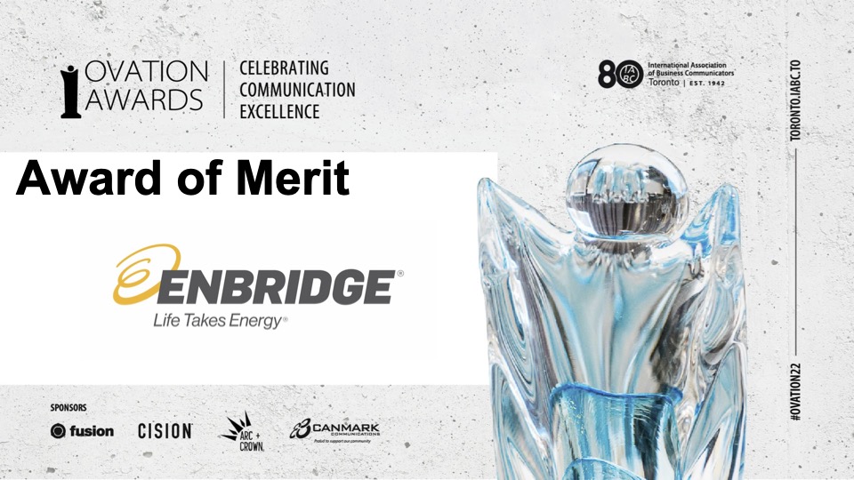 IABCToronto's tweet photo. Congrats on your #OVATION22 Award of Merit @contextcreative! Great work with Enbridge Gas in bringing light to Ontario's first carbon-negative bus. What a great way to start a trend in sustainability! Well done! #IABC https://t.co/KQ3TfEkwFs