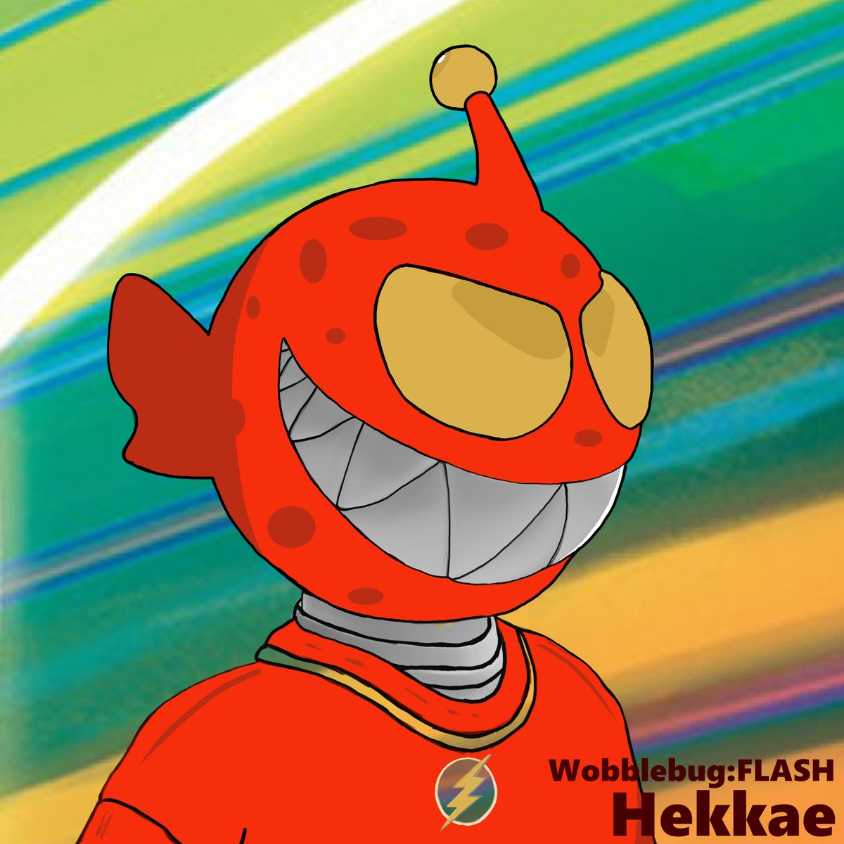 SoulERCerick's tweet photo. Hello @Wobblebug @wuki ! I want to present my works for your family. I want to be closer to you)
1 ART: I depicted Wobblebug based on the DC comics, namely, I tried to convey similarities with the character "FLASH"
2 ART: character Haikyuu Satori Tendou 
Hekkae | Wobblebug™#0063 https://t.co/YsGsl0Zx49
