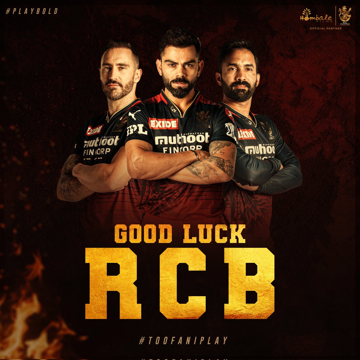 Time to triumph the King and win in a Royal manner @RCBTweets 🌟

@hombalefilms #ನಮ್ಮHombale #ನಮ್ಮRCB #RCBxHombale #PlayBold #PlayToofani #KGFChapter2