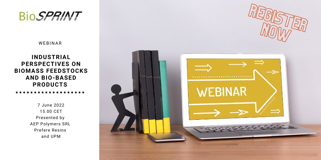 DECHEMA's tweet image. The #BioSPRINT project invites stakeholders in the area of biomass-derived raw materials and biobased production to join their third webinar Industrial perspectives on biomass feedstocks and biobased products (7 June 2022).
Free registration now at: ow.ly/sYqM50J7b9O