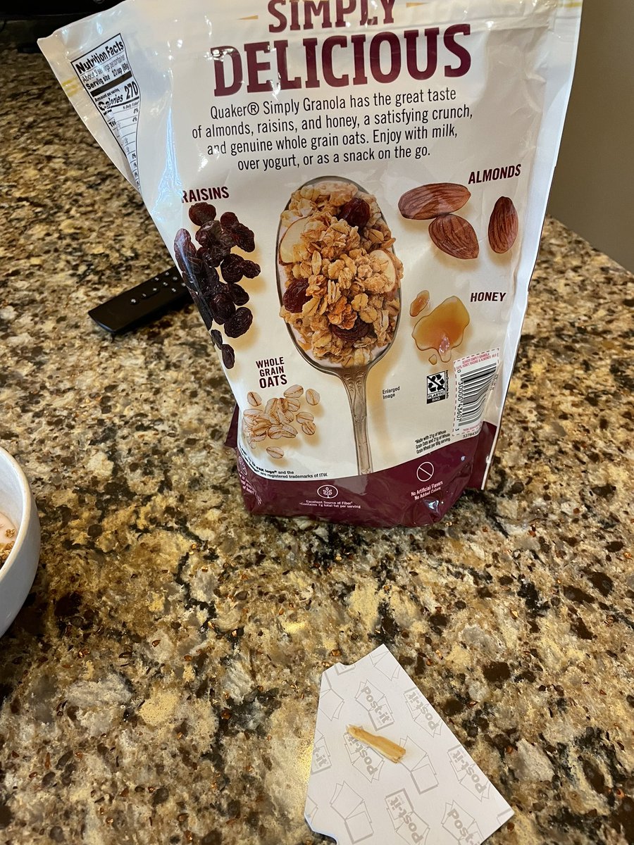 jtroia's tweet photo. @Quaker definitely a pice of WOOD in my morning granola! https://t.co/KBRIBdZKqE