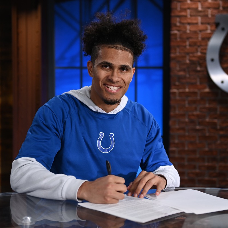 Colts's tweet photo. We have signed 4 of our draft picks from the 2022 @NFL Draft: