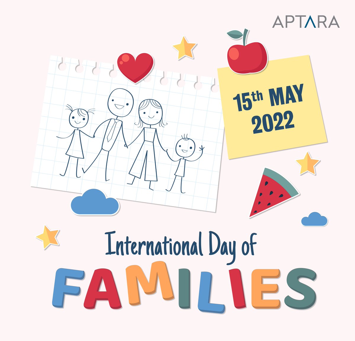 Aptara's tweet photo. This weekend let’s spend time with our families to cherish the good times and create memories.
#AptaraDriveTheDrive #May15 #InternationalDayofFamilies #family #closeones #support #care #fun #TGIF #weekend #reset #elearningcompany #customcontent #Aptara https://t.co/Fk3SQjhjcC
