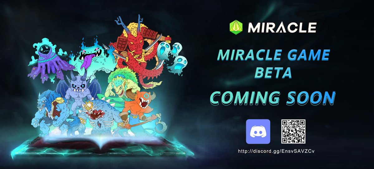 🥳Exciting Moment! MIRACLE GAME BETA is coming soon!
#Giveaway: 
🎁WL x 100 on Discord
🎁NFT Mystery Box x 2 on Twitter

To enter:
1⃣Join DC: discord.gg/EnsvSAVZCv
2⃣Follow, like &amp; RT
3⃣Tag 3 Friends

Stay tuned for more details!

#NFTs #NFTGiveaway #GameFi #P2E