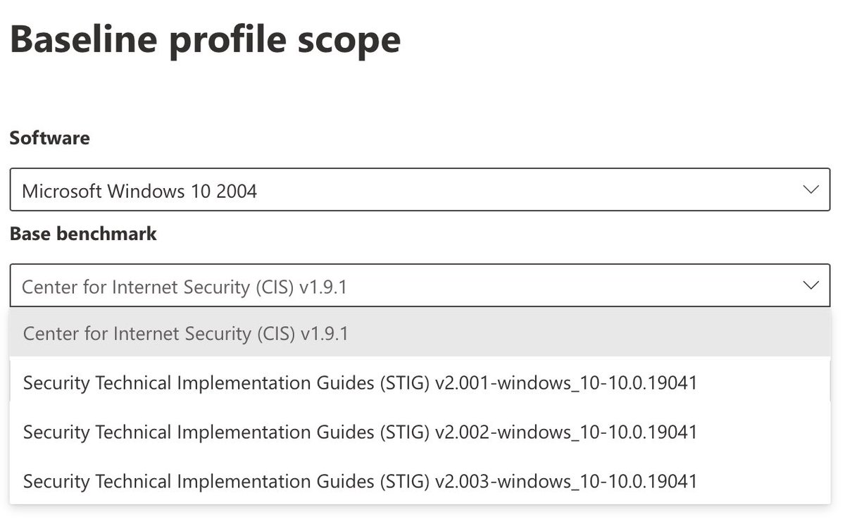 Just had a look at the new #MSDE vuln. mgmt add-on for security baseline assessment.  The CIS baseline for Intune managed devices is missing 🙁.  Anyone know if/when this will be supported?  Office, Edge, Chrome would be nice! <a href="/ConfigMgrDogs/">ConfigMgrDogs</a> <a href="/DeviceDeploy/">Matt Call</a> docs.microsoft.com/en-us/microsof…