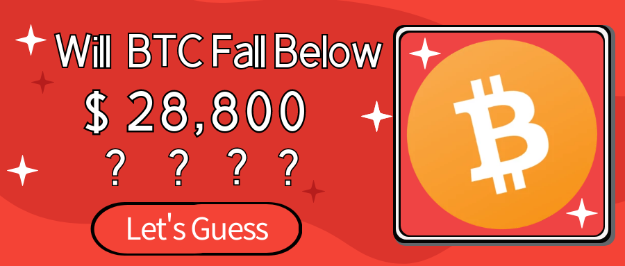BitFuFuOfficial's tweet photo. Guess if #Bitcoin  will fall below $28,800 at 0:00 (SGT) next Monday?
Follow @BitFuFu1 on Twitter, retweet and @ 3 friends, to participate in the quiz💰 and the lucky draw🎉🎉🎉.
👉Click the link: https://t.co/olEyLRzEsw to know the detail https://t.co/SwffFwkcAI