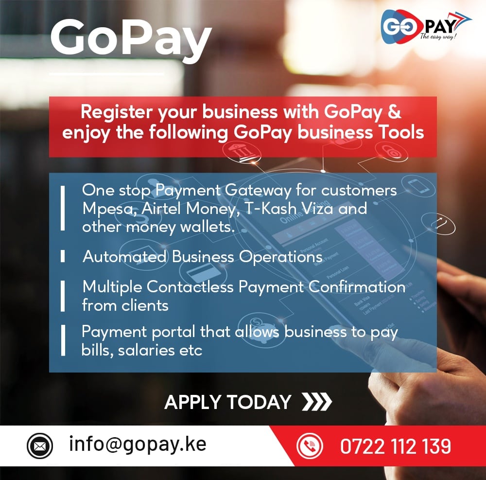GOPAY_KE's tweet image. It is either Day One or One Day. We guarantee you growth and efficiency. Register your business with GoPay for maximum benefits.
#PaymentGateway #Cashlesssolutions
#business