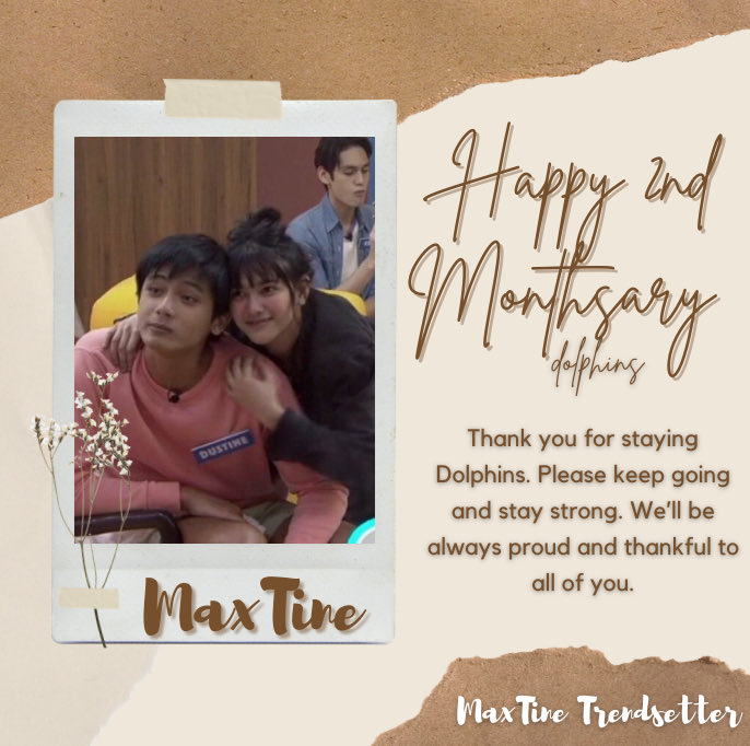 MaxTineTrends's tweet photo. Happy Monthsary MaxTine Fam!

Thank you for staying, Dolphins. Please keep going and stay strong. We'll be always proud and thankful to all of you. Love you all! 

The twitter party officially starts now fam. Let's put our tag on trendist!

MAXTINE StrongerTWOgether https://t.co/0hKFOtozgP