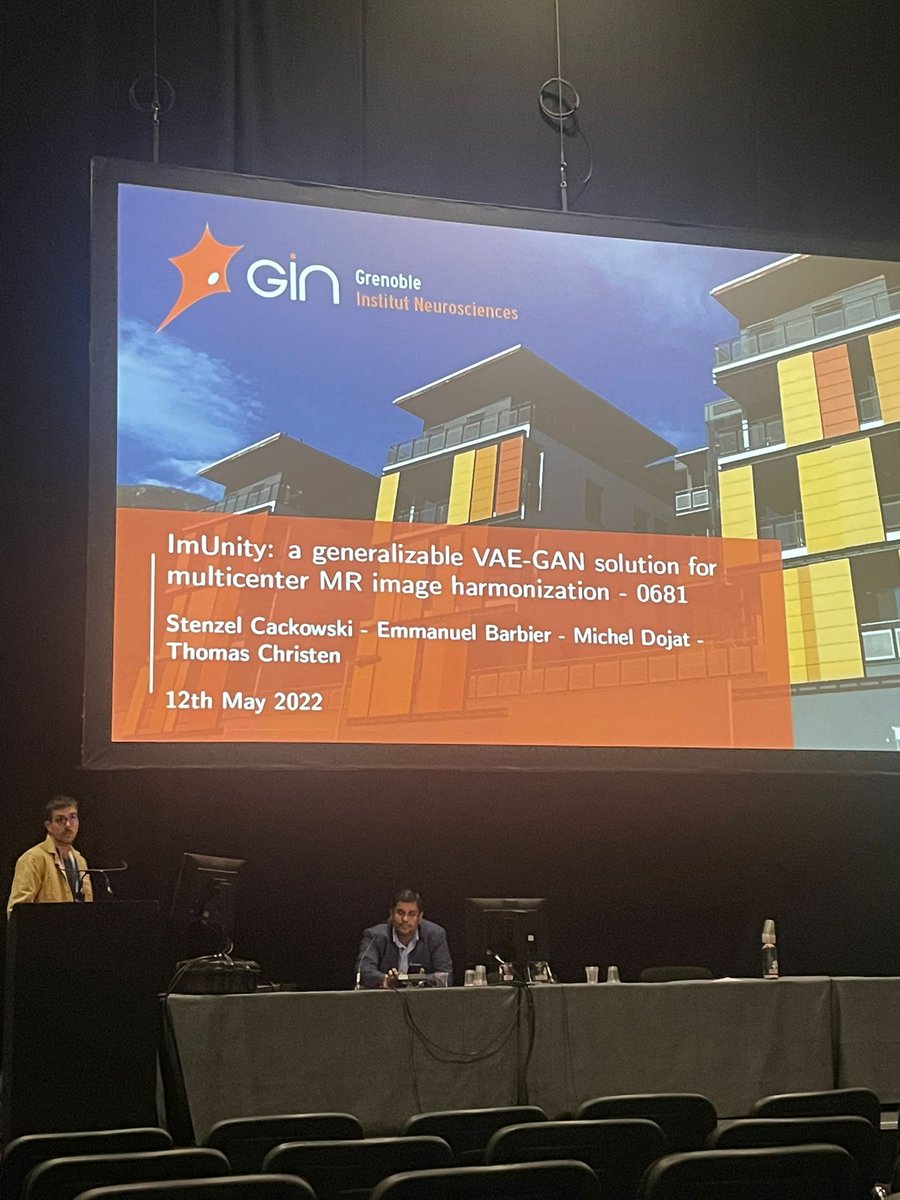 nifm_gin's tweet photo. @benjaminpixyl @pixylmedical @GINeuroGrenoble L'occasion pour @Cackowski_S de présenter ImUnity, un réseau de neurones dédié à l'harmonisation des images IRM acquises sur différentes machines. #ISMRM2022 #London #Harmonization #MRI https://t.co/PYM2MZY4Te