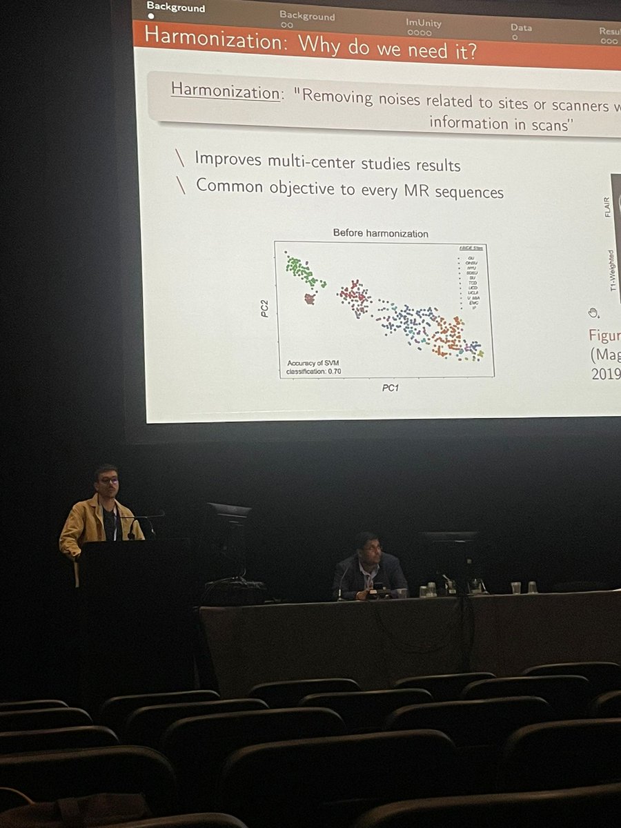 nifm_gin's tweet photo. @benjaminpixyl @pixylmedical @GINeuroGrenoble L'occasion pour @Cackowski_S de présenter ImUnity, un réseau de neurones dédié à l'harmonisation des images IRM acquises sur différentes machines. #ISMRM2022 #London #Harmonization #MRI https://t.co/PYM2MZY4Te