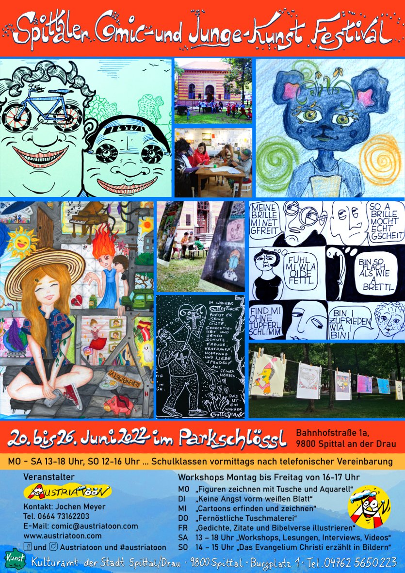 MirRoyComics's tweet photo. Die Vorbereitungen für das diesjährige Spittaler Comic- und Junge-Kunst Festival sind in vollem Gange. Termin steht: 20. bis 26. Juni 2022. Wir freuen uns auf euer Kommen und Mitmachen!
#kunstfestival #comicausstellung #comicworkshop #zeichnen #zeichenworkshop #mitmachfestival https://t.co/FBiHH79lgM