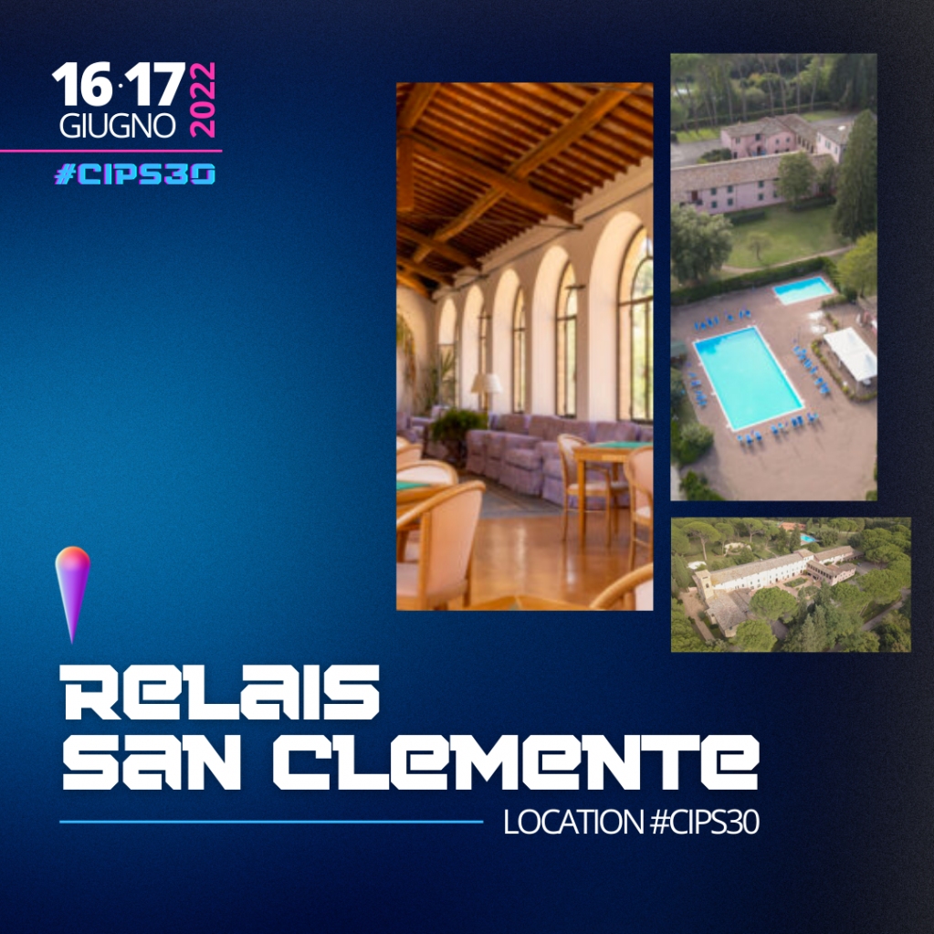 Nella cornice della meravigliosa campagna umbra a ridosso di Perugia, sarà il Relais San Clemente la location che ospiterà il #CIPS30 dal 16 al 17 giugno 2022.

Iscriviti gratuitamente 👉🏼 bit.ly/CIPS30_