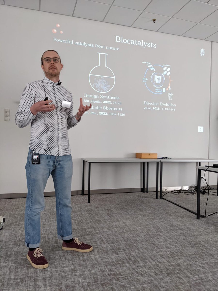 Roelfes Group (find us as @roelfesgroup on BS) (@roelfesgroup) on Twitter photo Congratulations to Reuben Leveson-Gower <a href="/reubenlg/">Reuben B. Leveson-Gower</a> who won a prize for the best talk at #NCCC2022 on Artificial Enzyme Iminium Catalysis @StratinghInst Congratulations to Reuben Leveson-Gower <a href="/reubenlg/">Reuben B. Leveson-Gower</a> who won a prize for the best talk at #NCCC2022 on Artificial Enzyme Iminium Catalysis @StratinghInst