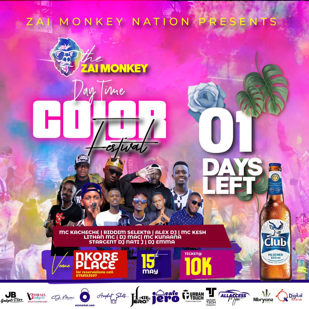 candleronah's tweet photo. Because the party must be partied 🥳🔥🔥🥳🥳🔥🔥
We are at Nkore place on Sunday for the Zai Monkey color Festival 💃💃💃💃💃💃💃💃 your favorite DJ's,Mcs will be there to give you all the best vibe 🔥
Early bird tickets at 5k 
Entrance 10k https://t.co/i2VUItpfnS