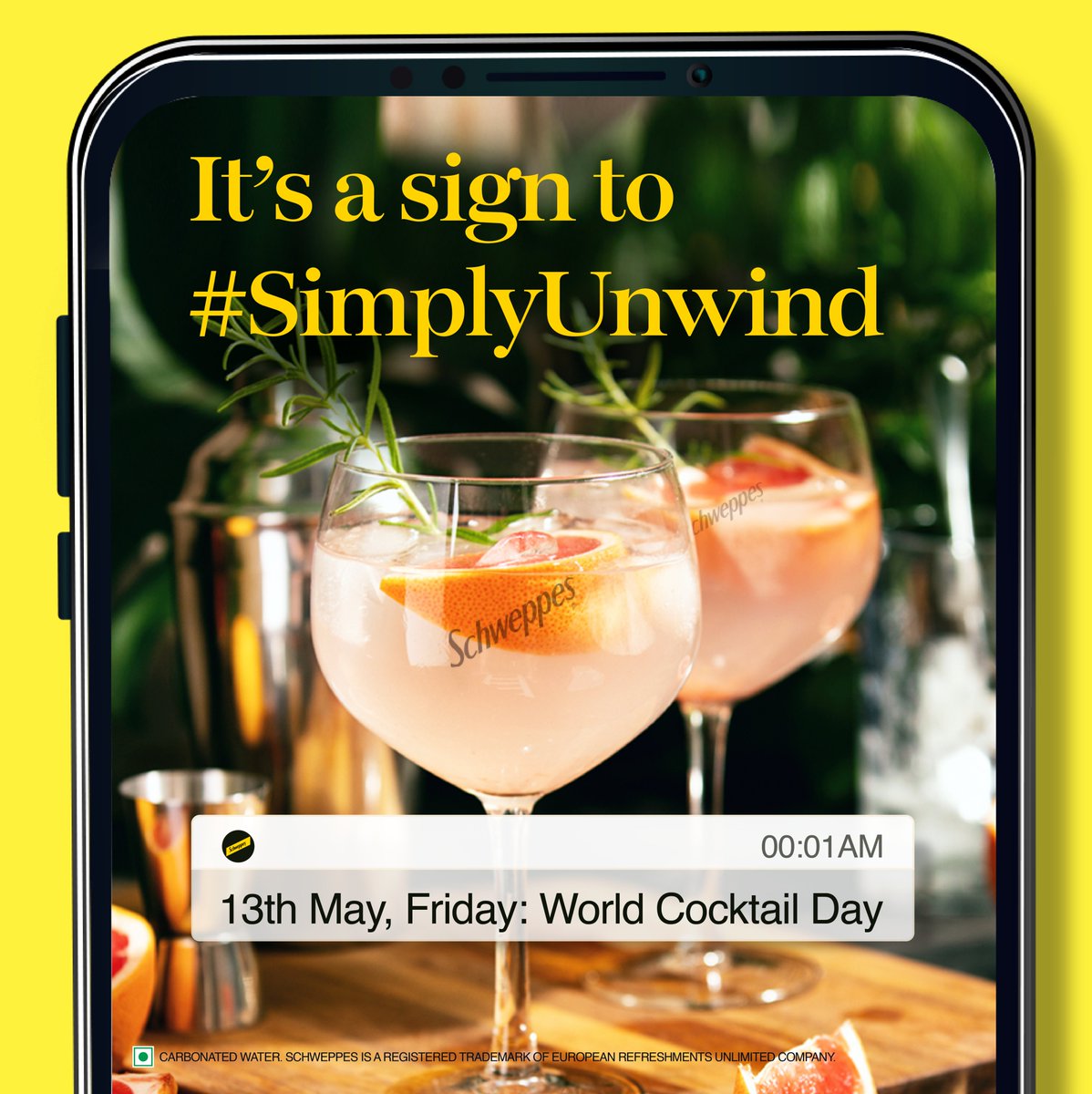 It’s 5 o’clock all day, today! 

Cheers to #WorldCocktailDay and an early weekend with your favourite cocktail with #Schweppes. #SimplyUnwind #WorldCocktailDay