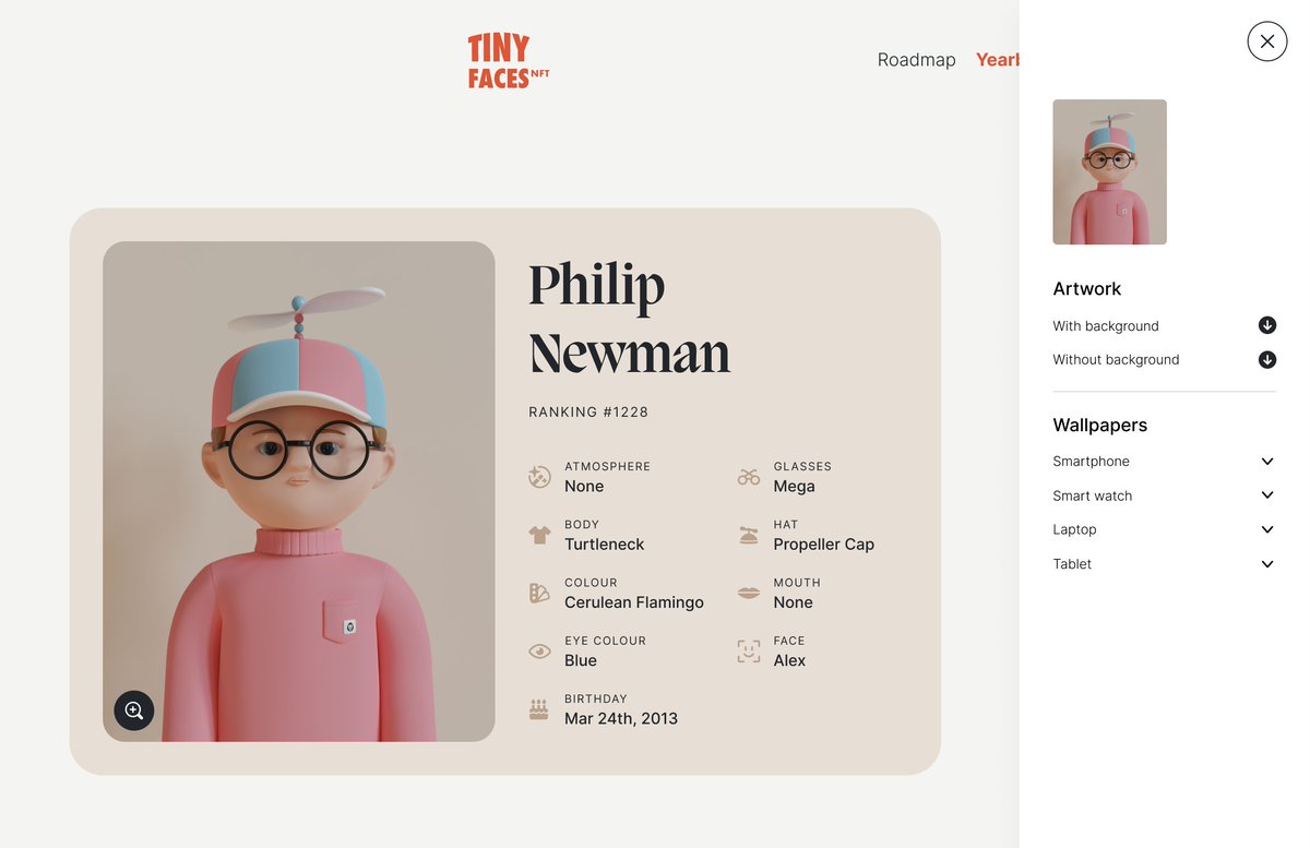 Most PFP NFTs aren't ready for VR/AR, print or wallpapers due to their limited resolution. 

All our TinyFaces will be downloadable for every device without any quality loss. 🚀🎊📈