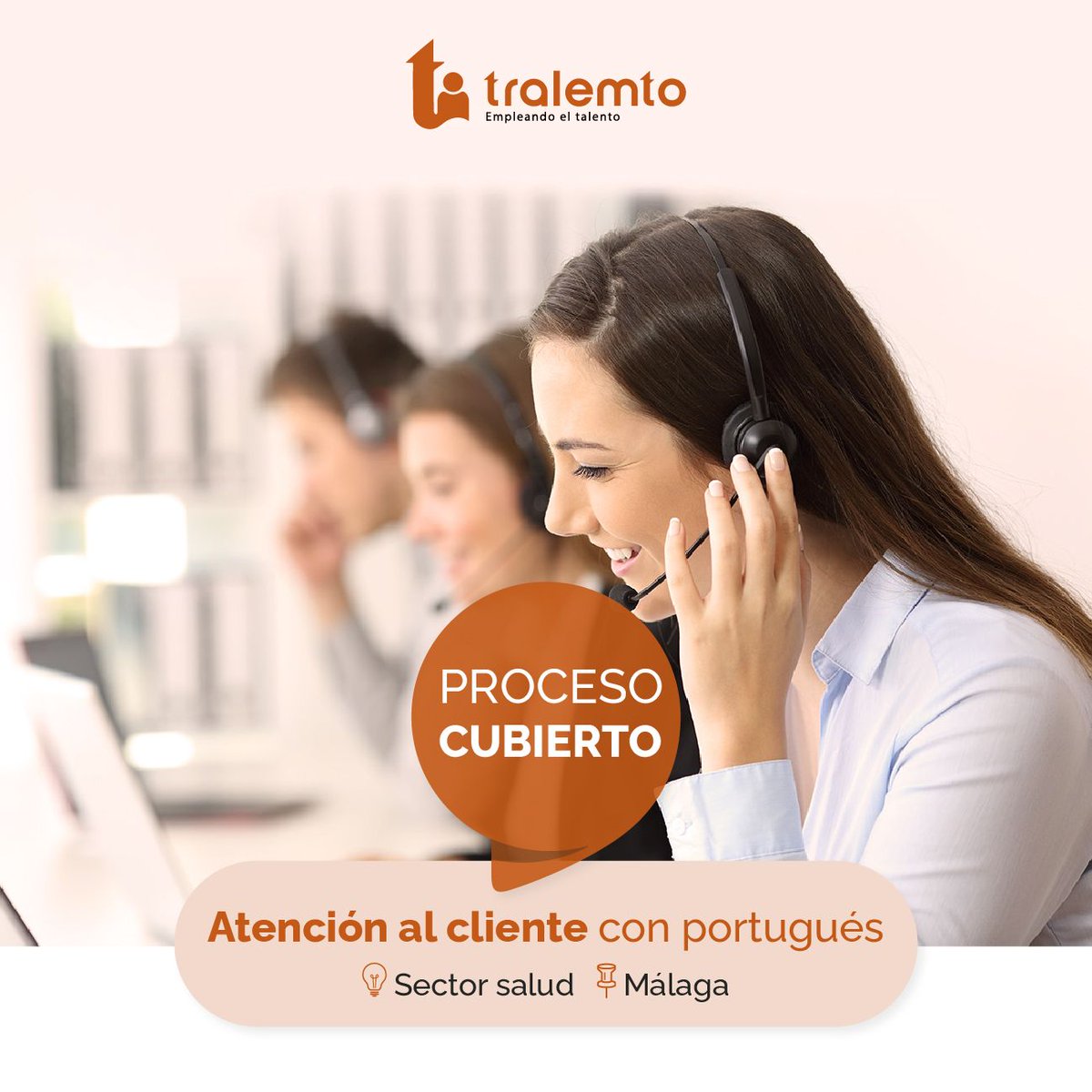 #PROCESO CUBIERTO CON #ÉXITO!!!!
Estamos muy contentos de anunciaros que hemos cubierto con éxito el puesto de #ATENCIÓN AL #CLIENTE CON #PORTUGUÉS.
A la persona seleccionada, le deseamos mucha suerte en esta nueva etapa laboral!!!

Seguimos con muchas más #ofertas de #empleo!!!!