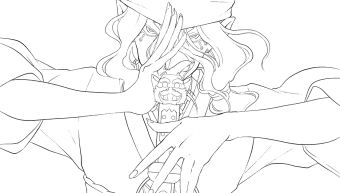 描いています。
塗り絵にどうぞ。 