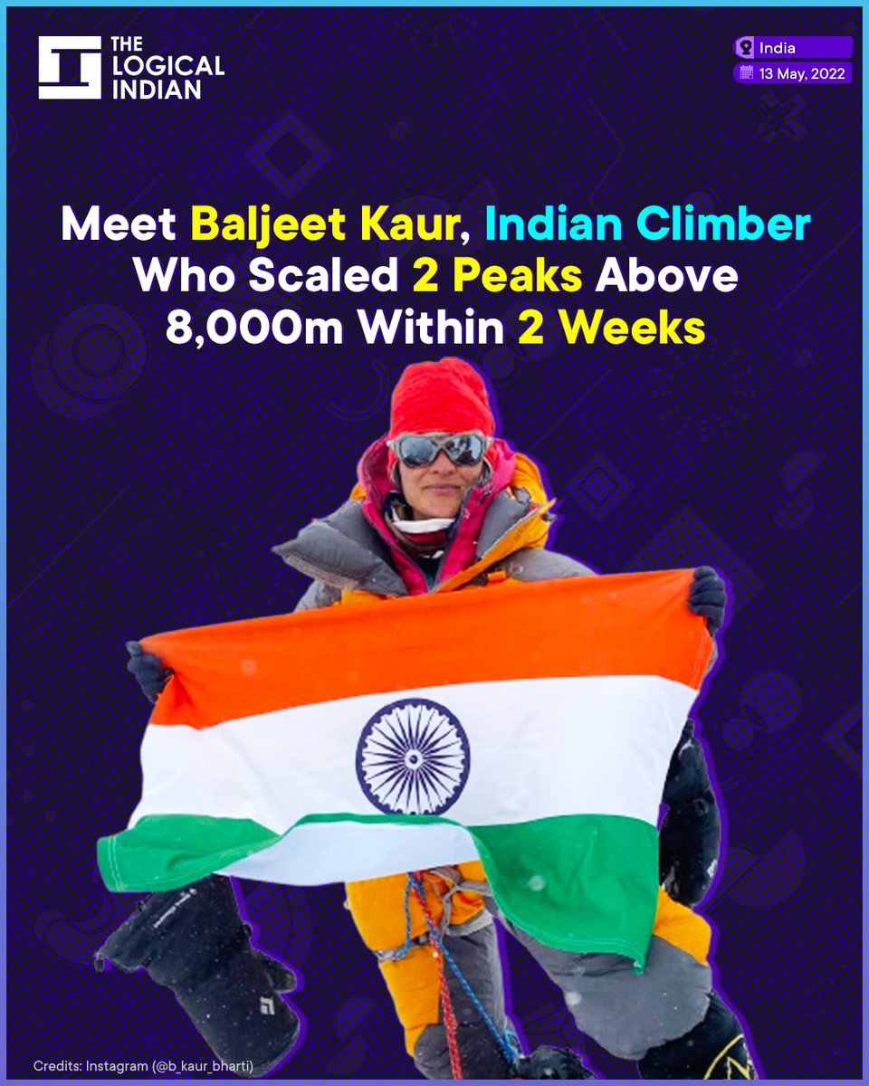 LogicalIndians's tweet photo. #creatingrecords - A 27-year-old #Indianwoman on Thursday set a record for conquering two mountain peaks in Nepal above 8,000 metres within two weeks.
#recordholder #womenled #shatteringrecords https://t.co/zG7MF9sIUI