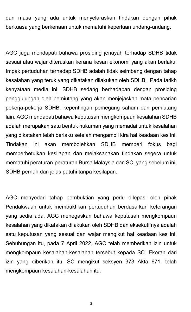 NewsBFM's tweet photo. 1. The AGC says it did not pursue criminal charges against Serba Dinamik to avoid negative economic consequences. 

It found that compounding the company and its top executives was sufficient punishment, noting this will allow Serba Dinamik to make the necessary corrections. https://t.co/2Pi72otBWL