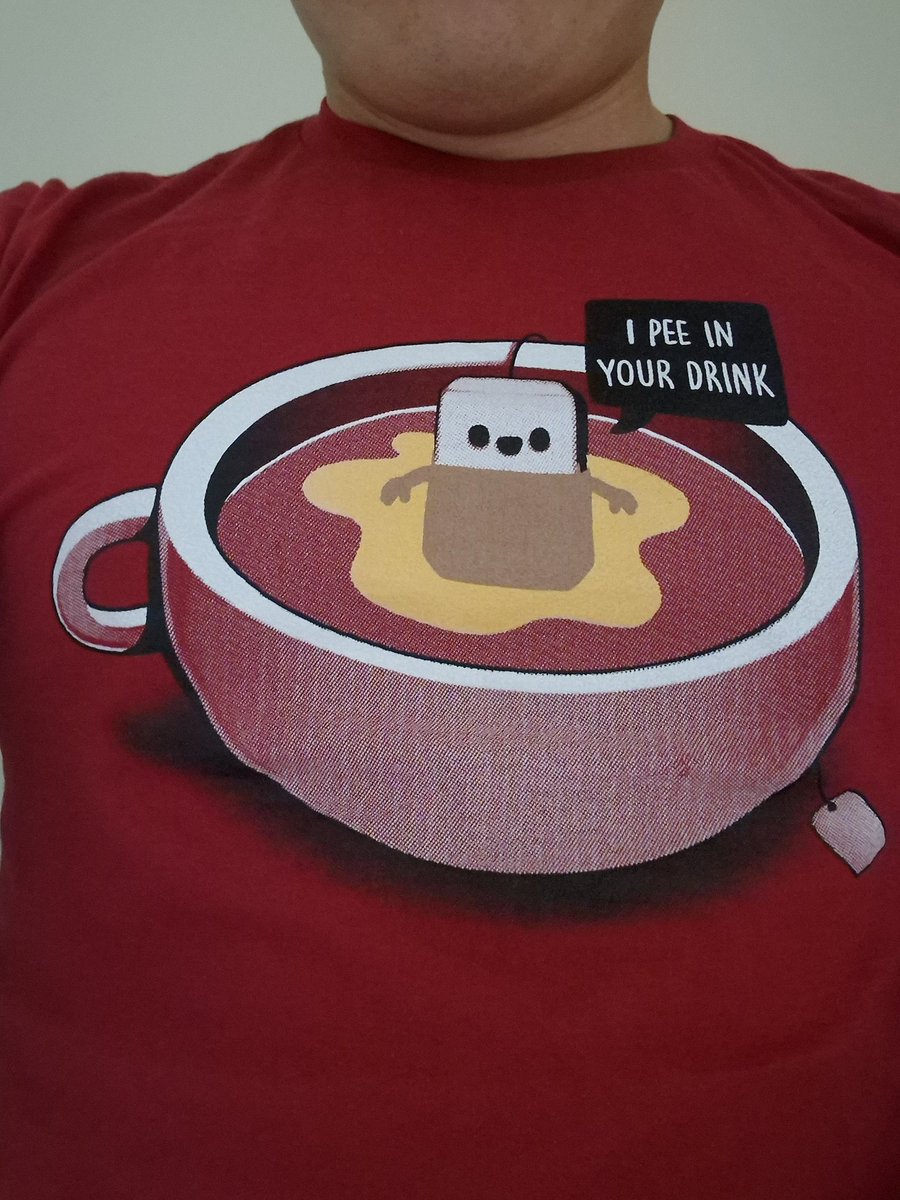 davidleedesign's tweet photo. Friday's thought bought to you by my Friday's t-shirt. When drinking tea, you are literally drinking their pee lol β
Another amazing design from .@threadless.
#friday #fridayfeeling #fridayvibes #fridaymood #tshirt #tshirtdesign #threadlesstees #teabag #funny https://t.co/wz4aqLxOw7